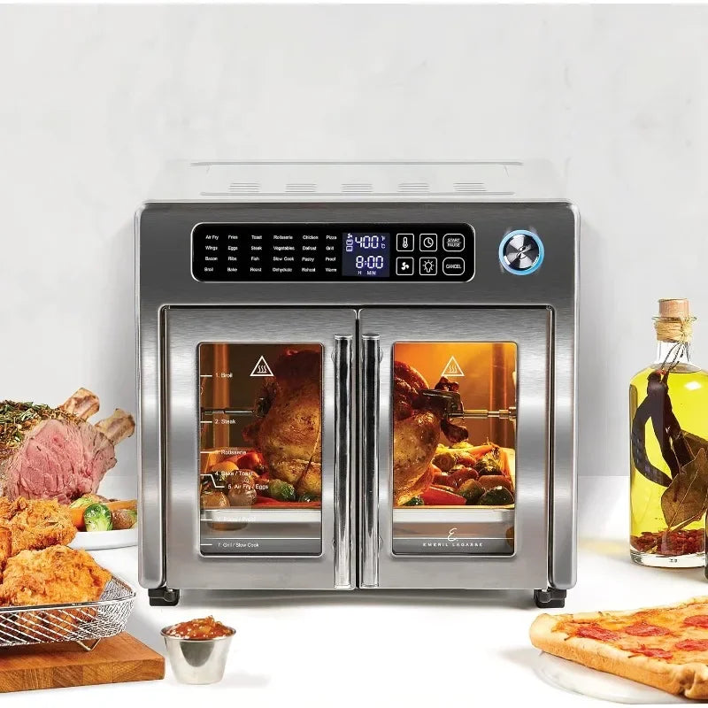 26 QT Extra Large Air Fryer, Convection Toaster Oven with French Doors, Stainless Steel