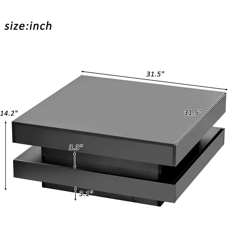 LED Coffee Table for Living Room, Exquisite 2-Tier Centerpiece, Enhancing  with 16-Color Plug-in