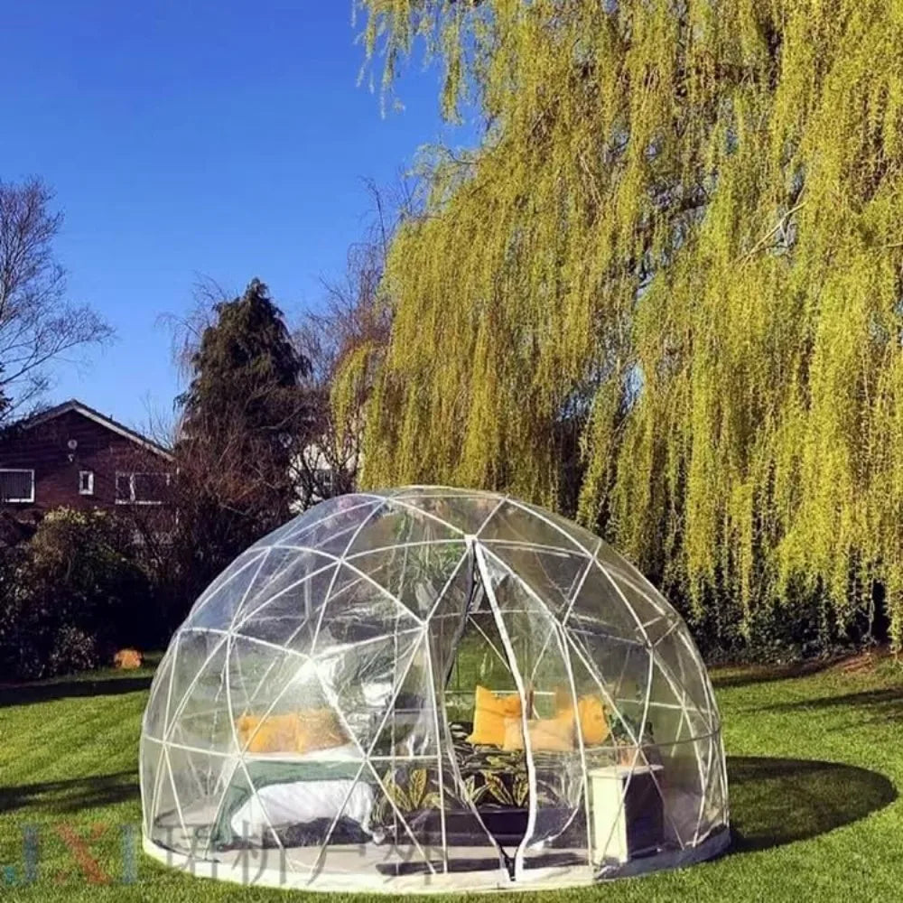 12FT Outdoor Igloo Tent Dome Greenhouse Bubble Tent, Clear PVC Tent