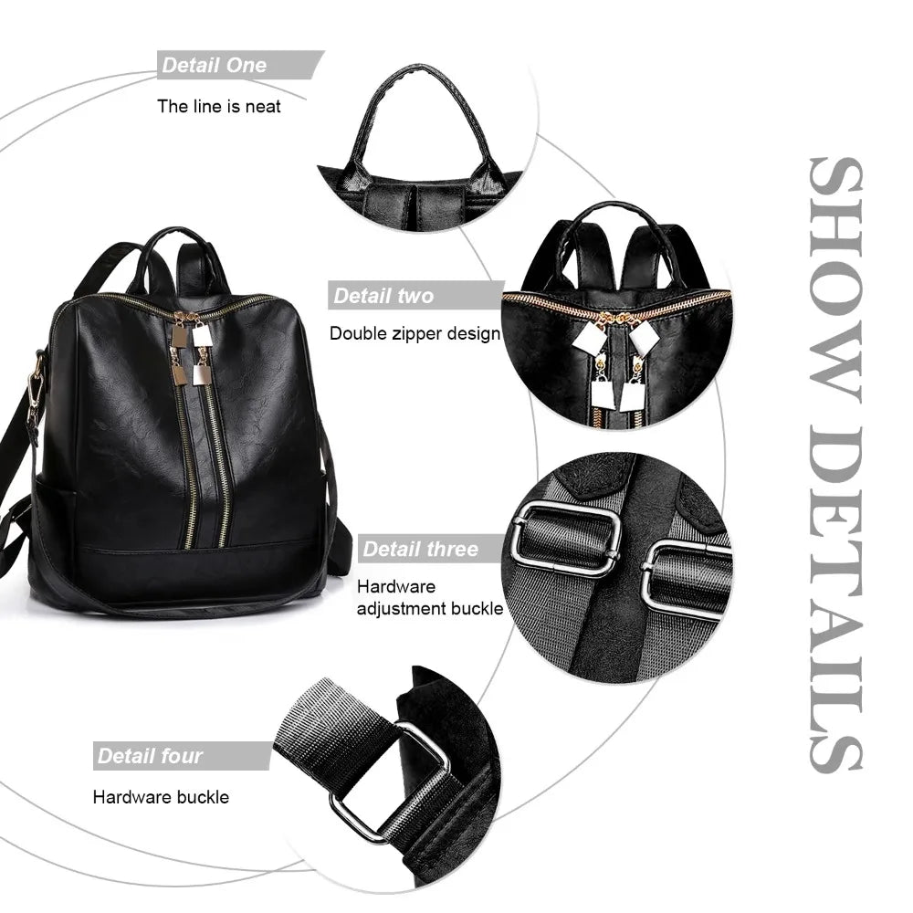 Backpack Purse Set for Women,PU Leather Travel