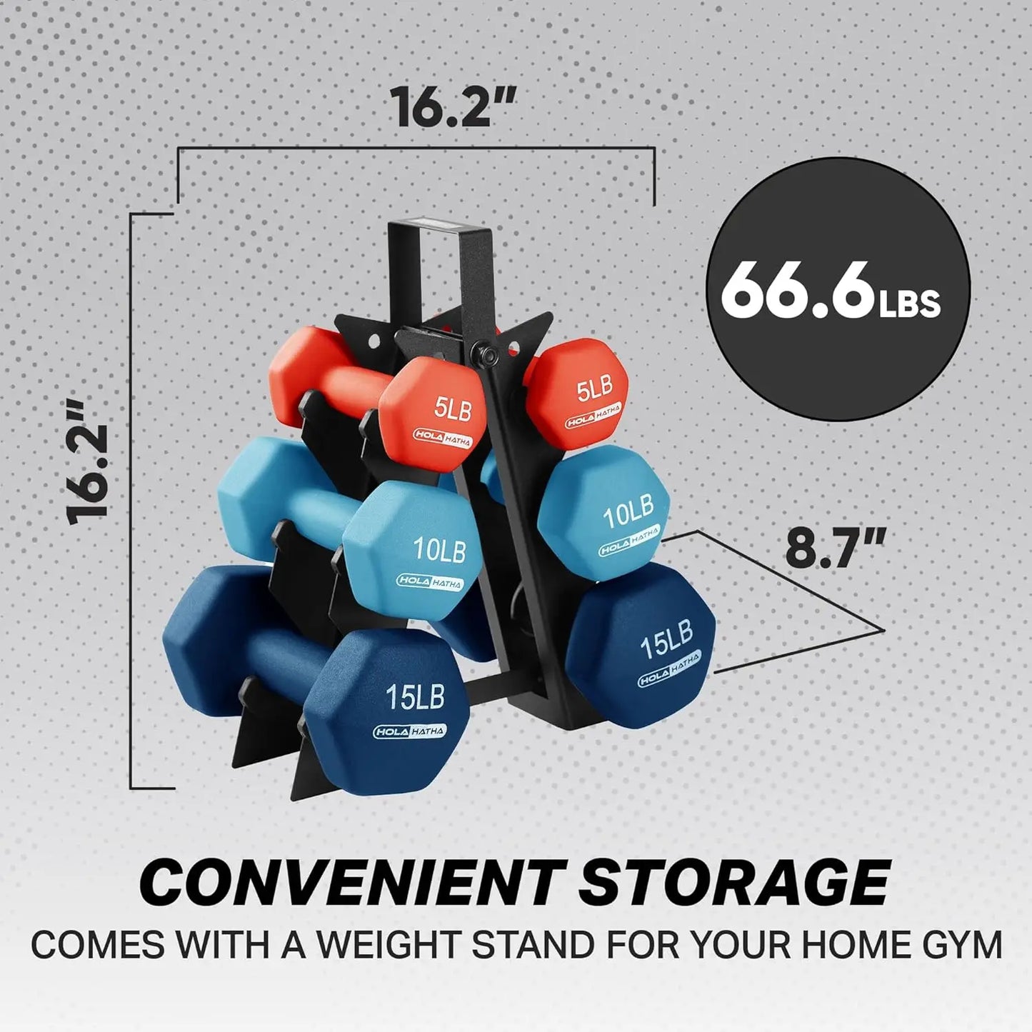 Dumbbell Free Hand Weight Set with Storage Rack, Ideal for Home Gym Exercises to Gain Tone and Definition