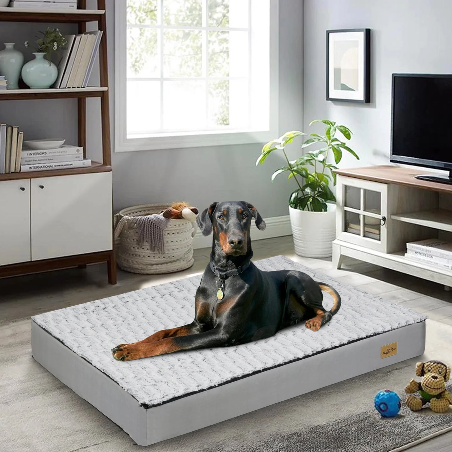 L XL 2XL 3XL Dog Bed Gray Orthopedic Pet   Foam Base Removable Cover