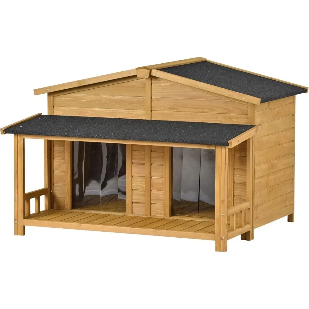 47" Outdoor Wooden Dog House with Porch,