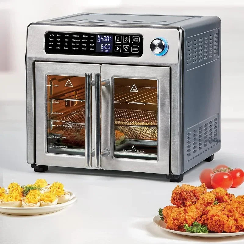 26 QT Extra Large Air Fryer, Convection Toaster Oven with French Doors, Stainless Steel