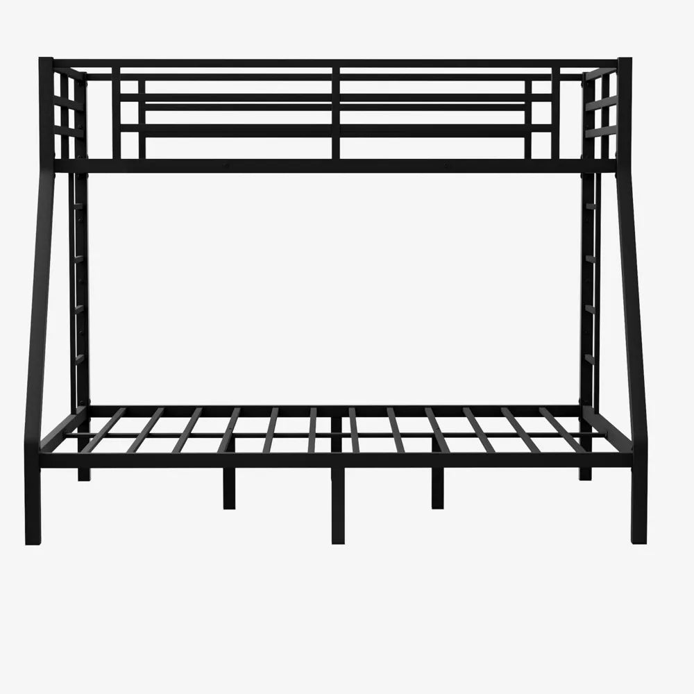 Twin XL Over Queen Bunk Bed, Heavy Duty  Bunk  Safety Side Ladder and Full Length High Guardrail