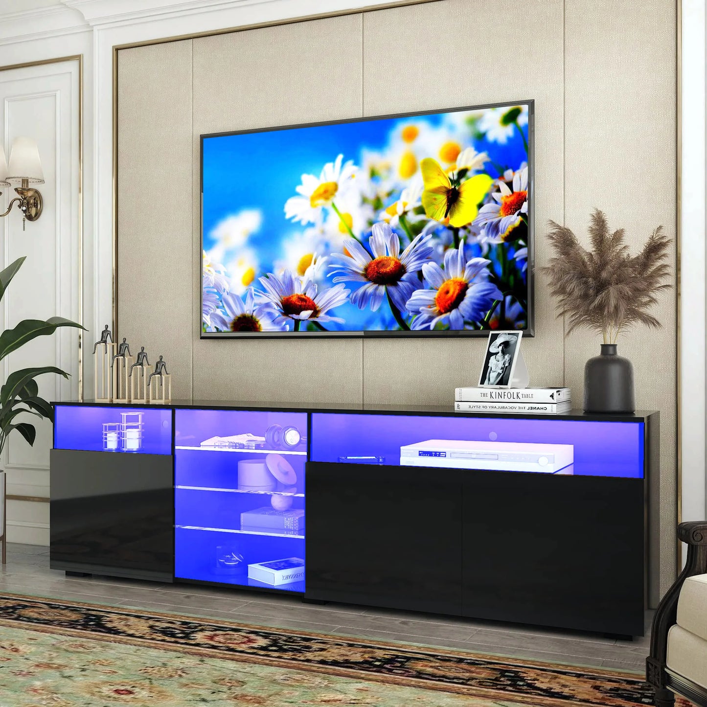 63" LED TV Stand for 65/70 inch TV,  High Gloss TV Cabinet