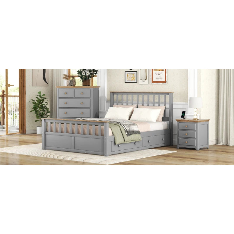 3-Pieces Bedroom Sets Queen Size Platform Bed