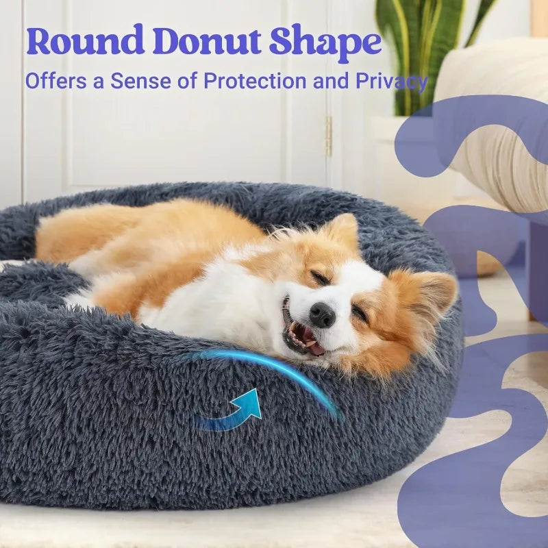 Dog Bed for Small Medium Dog, 30 inches Bed Machine Washable, Non-Slip Fur Large Cat Bed