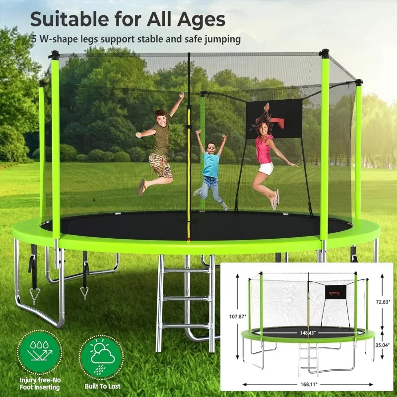 14FT Trampoline for Kids and Adults, Large Outdoor Trampoline