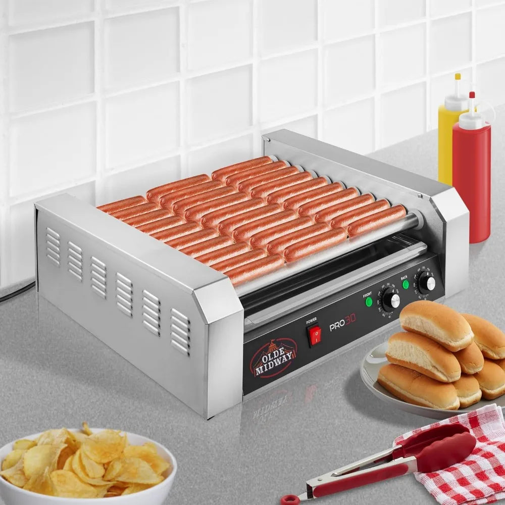 Electric 30 Hot Dog 11 Roller Grill Cooker Machine 1400-Watt - Commercial Grade