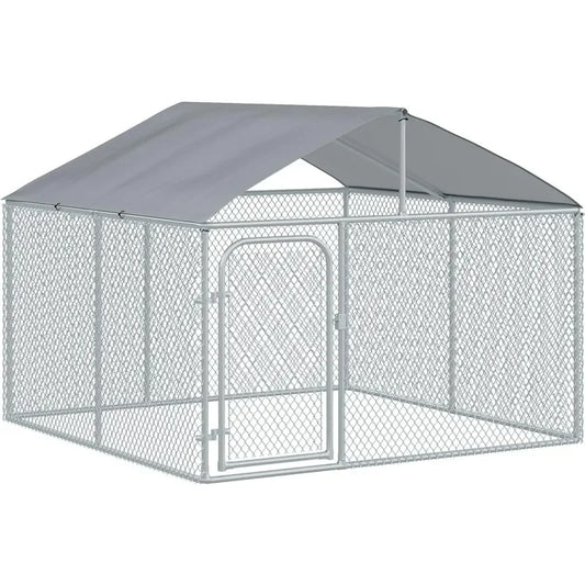 Large Dog Kennel Outside, Heavy Duty Dog Cage with Waterproof Cover,