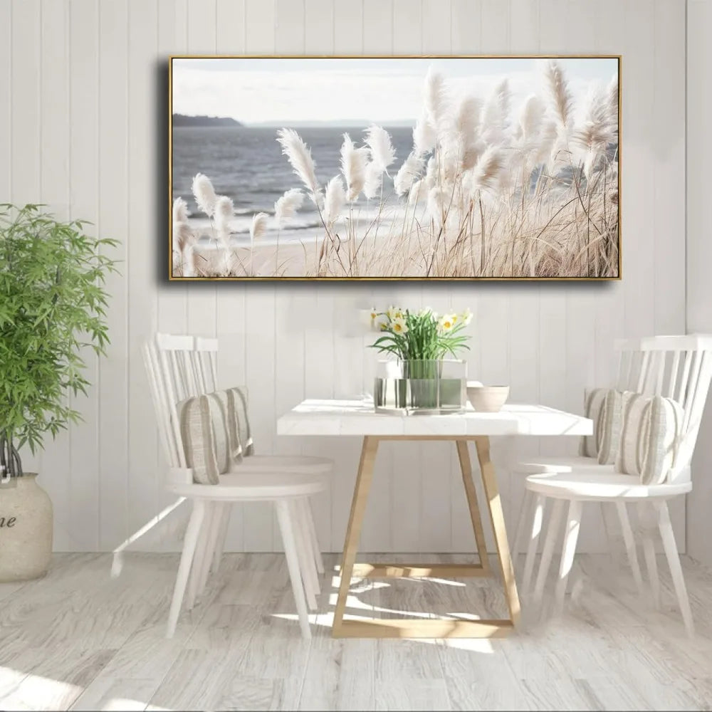 Natural canvas art reed sea view wall decoration bedroom living room decoration